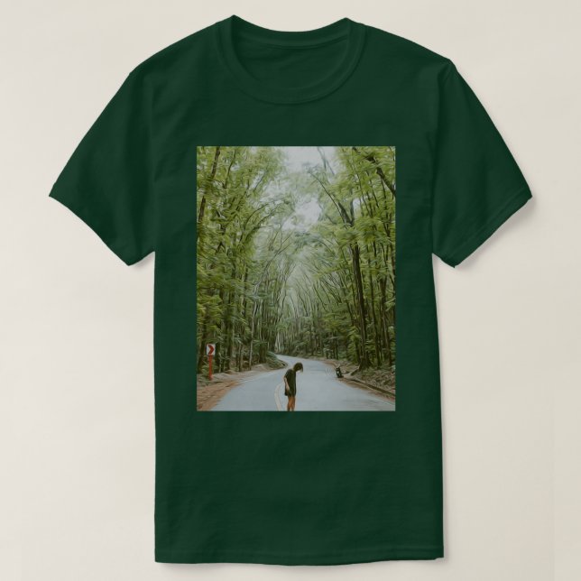 Camiseta Green Trees Plant Nature Forest Road  (Frente do Design)