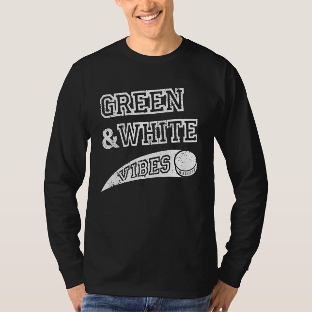 Camiseta Green & White Vibes Hockey Team Fan (Frente)