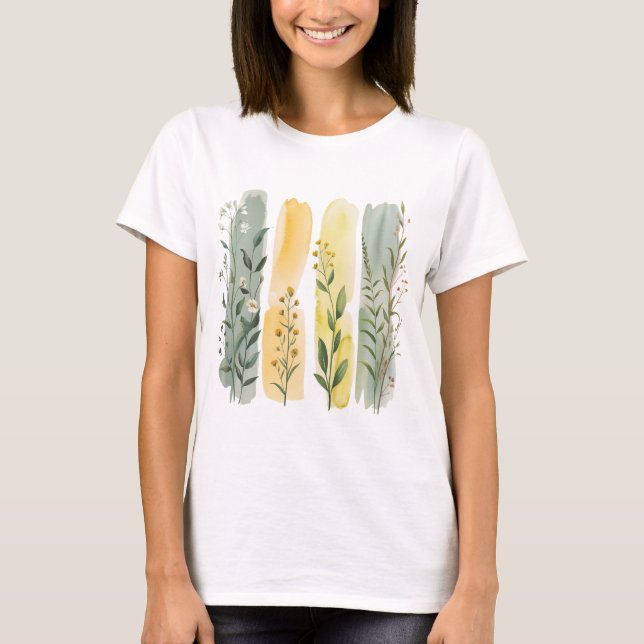 CAMISETA GREEN YELLOW ORANGE BOHO WILDFLOWERS (Frente)
