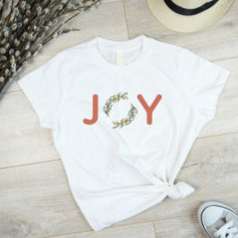 Camiseta Greenery Joy Christmas Wreath Botanical