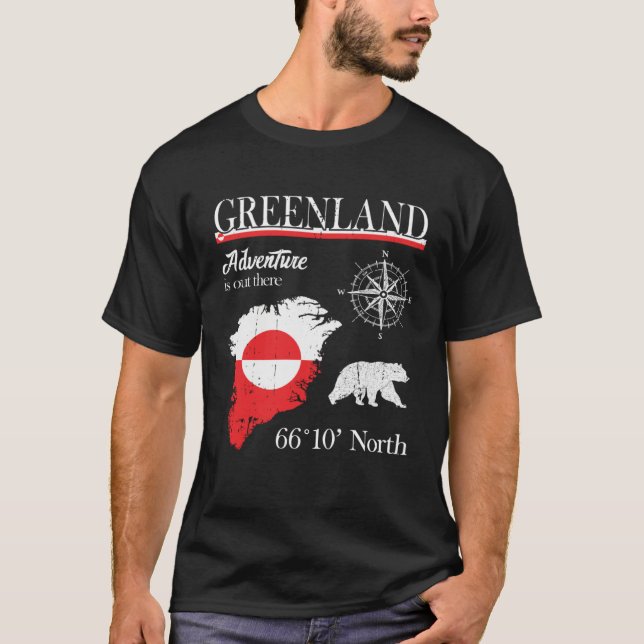 Camiseta Greenland  Adventure Is Out There  Greenland Flag (Frente)