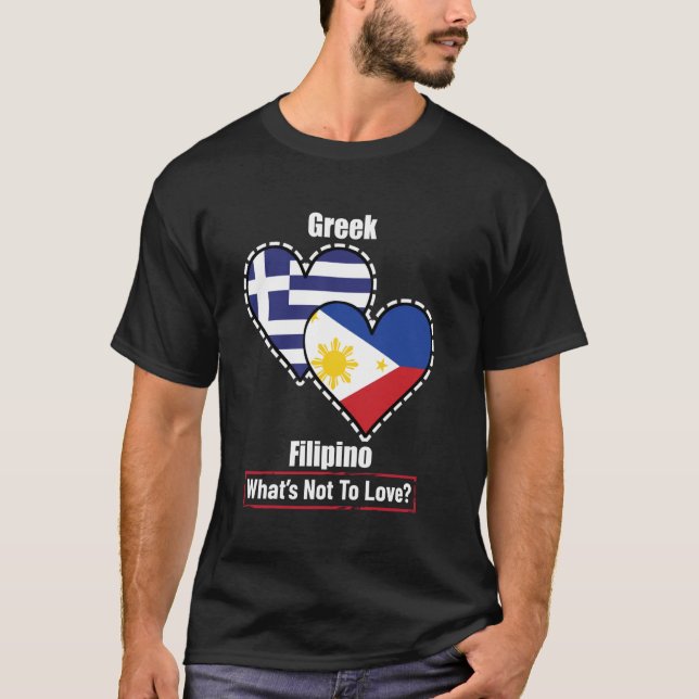 Camiseta Grego Filipino Heart Flags O Que Não Amar (Frente)