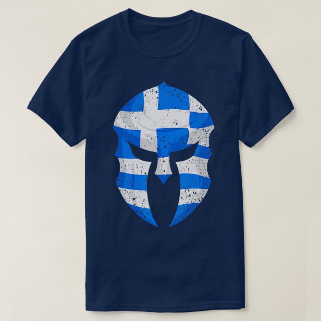 Camiseta Grego Funny Helmet Bandeira Spartan Presente Para  (Frente do Design)