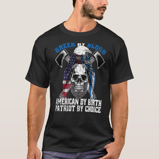 Camiseta Grego por Blood American Por Aniversário Patriot P (Frente)