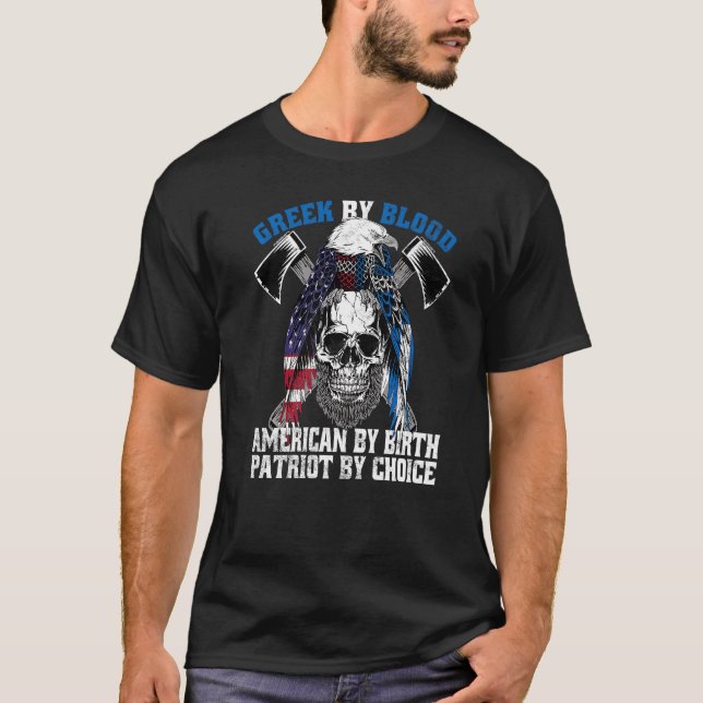 Camiseta Grego por Blood American Por Aniversário Patriot P (Frente)