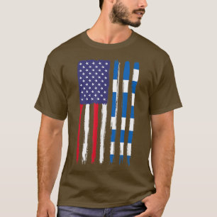 Camiseta Grego Raízes Metade da Bandeira Americana Patrióti