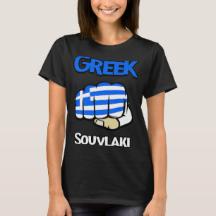 Camiseta Grego - souvlaki Orud Bandeira grega Comida grega