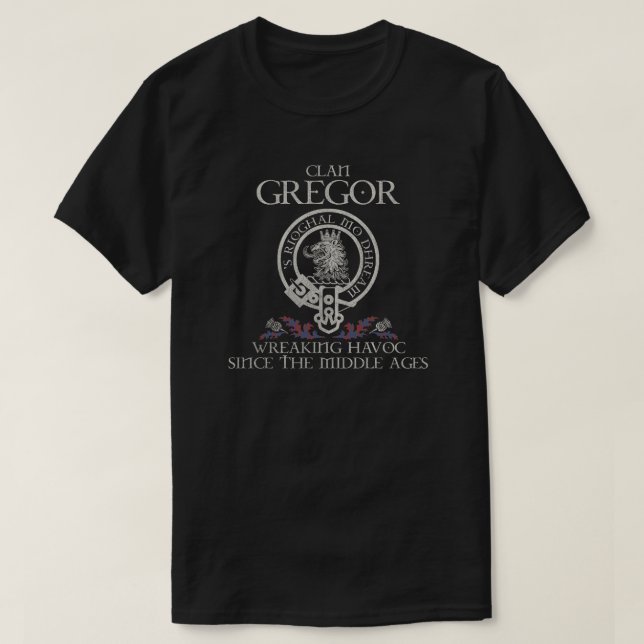 Camiseta Gregor de Deeside Clan crest sobrenome escocês tar (Frente do Design)
