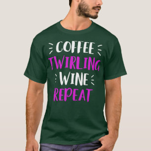Camiseta Grelha de vinho café repetidamente baton Twirler M