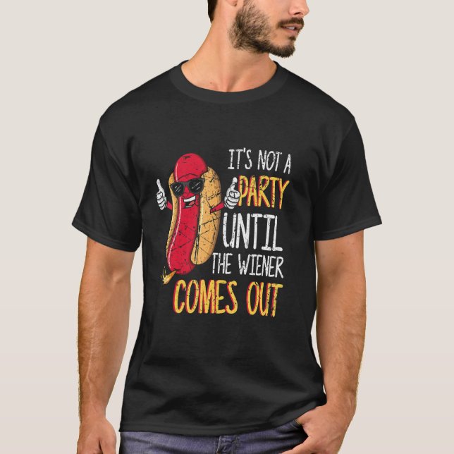 Camiseta Grelha de Vintagem de Cachorro Quente (Frente)