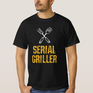Camiseta Grelhador serial Master do churrasco Talheres para