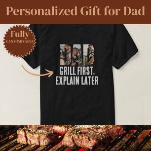 Camiseta Grelhe Primeiro Pai Engraçado