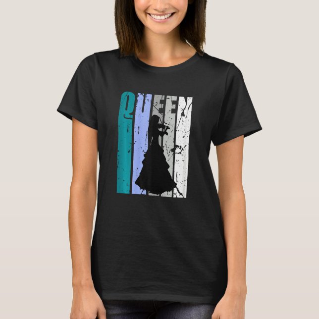 Camiseta Gren Distressed Violin Queen Teal Grey Theme Violi (Frente)