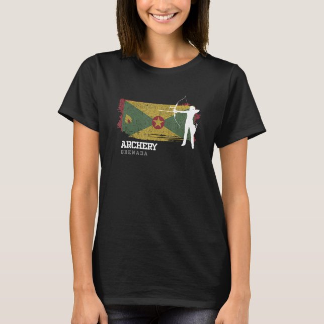 Camiseta Grenada Archery Girl Grenadian Flag Bow Arrow Wome (Frente)