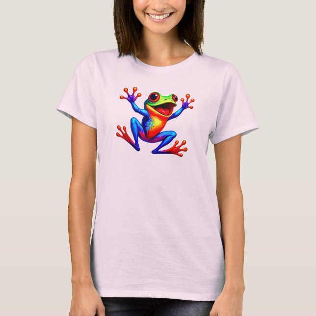 Camiseta Grenouille cartoon joyeuse aux couleurs éclatantes (Frente)