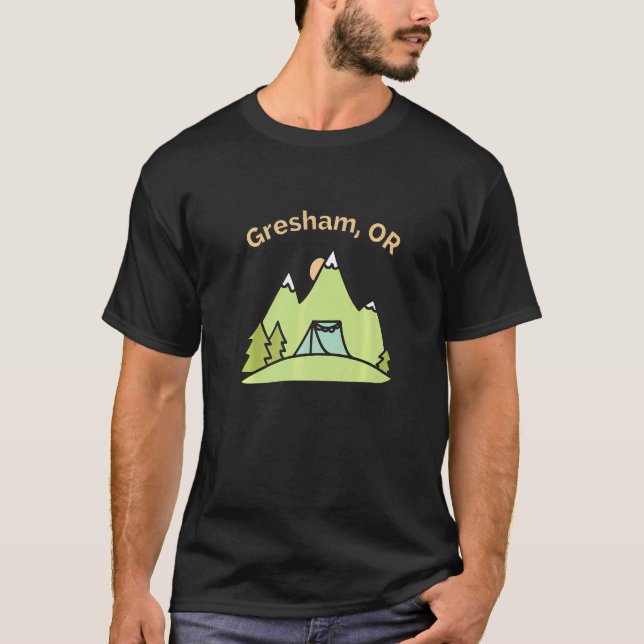 Camiseta Gresham Ou Montanhas Subindo Campos E Para Fora (Frente)