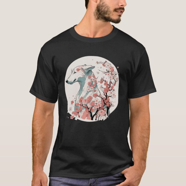 Camiseta Greyhound Cherry Blossom Dog Breed Japanese Sakura (Frente)