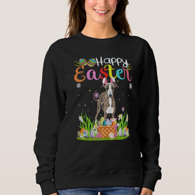 Camiseta Greyhound Dog Bunny Egg Caçando Greyhound Happy Ea (Frente)