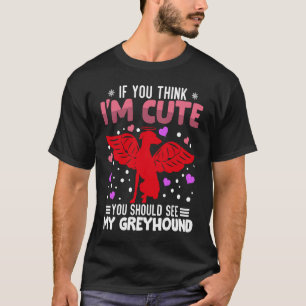 Camiseta Greyhound Heart Dia de os namorados Animal Para Mu