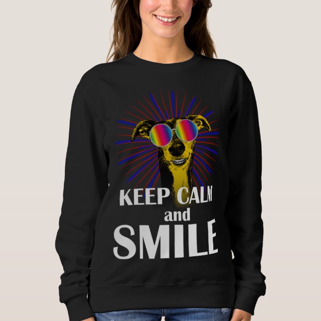 Camiseta Greyhound  Keep Calm & Smile  Galgo Greyhound Hipp (Frente)