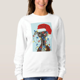 Camiseta Greyhound Papai Noel Enroscado Em Luzes De Natal