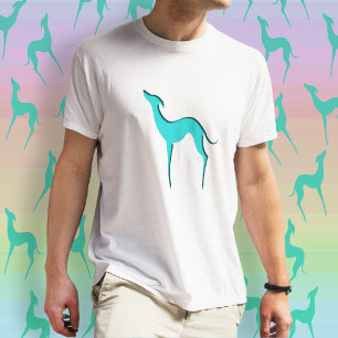 Camiseta Greyhound Whippet dog turquoise blue silhoule