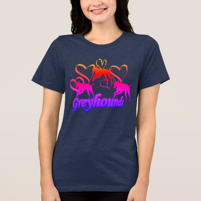 Camiseta Greyhounds And Hearts Rainbow (Frente)