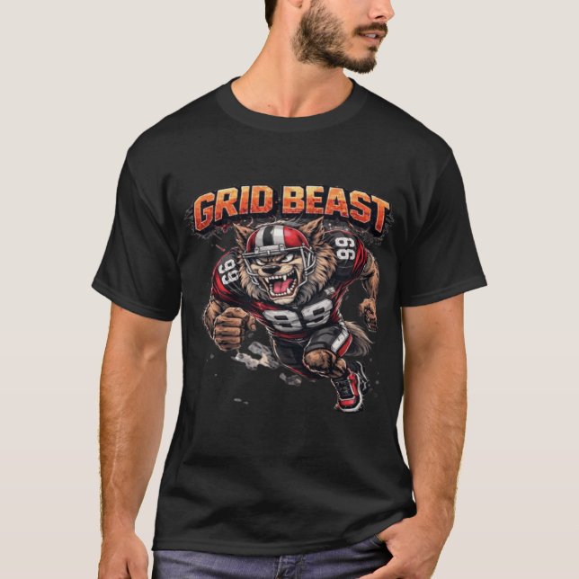 Camiseta Grid Beast American Football Player Graphic (Frente)