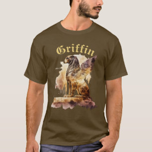 Camiseta Grifo Antigo Mitologia Marrom Dourado