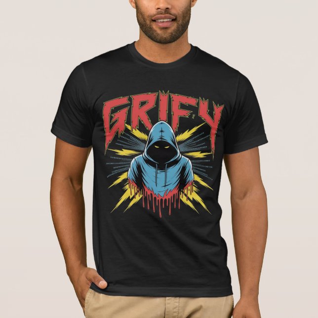 Camiseta Grify Cyber Hacker Art Hooded Rogue Binary Code  (Frente)