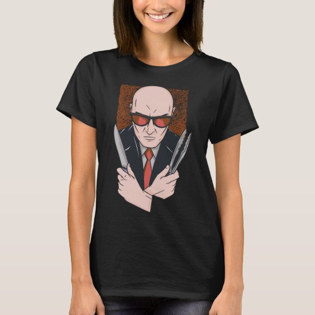 Camiseta Griling Hitman CHURRASCO Funny (Frente)