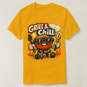 Camiseta Grill and Chill BBQ Camiseta Engraçada