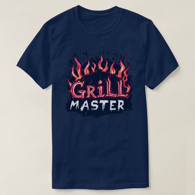 Camiseta Grill Master Flaming Barbecue Cookout Typography (Frente do Design)