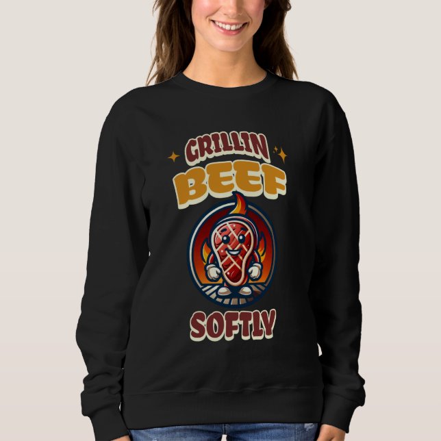 Camiseta Grillin Beef Suave Grilando Grelha De Cabelo De CH (Frente)
