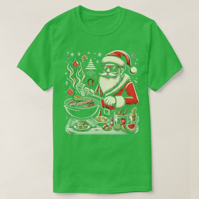 Camiseta GrillMaster Papai noel Bash de CHURRASCO de Natal (Frente do Design)