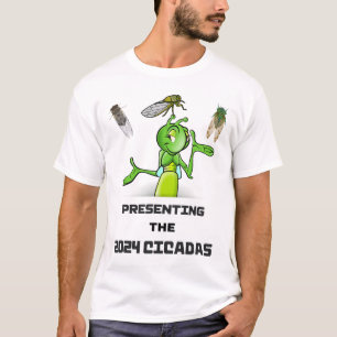 Camiseta Grilo engraçado apresentando invasão de cigarras i