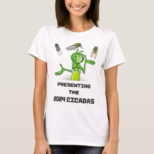 Camiseta Grilo engraçado apresentando invasão de cigarras i