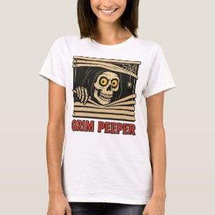 Camiseta Grim Peeper Funny Skeleton Halloween Pun Tee