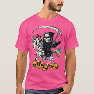 Camiseta Grim Reaper A Andar O Esqueleto Do Unicórnio Ha