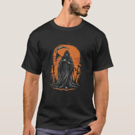 Camiseta Grim Reaper Cartoon in Sunset Graveyard