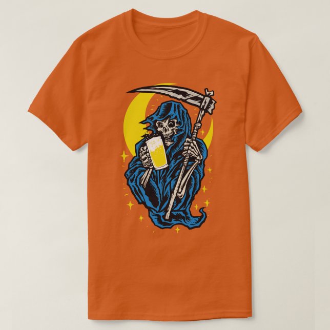 Camiseta Grim Reaper Com Cerveja (Frente do Design)