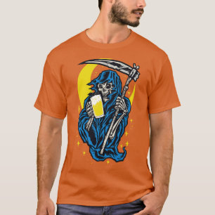 Camiseta Grim Reaper Com Cerveja