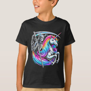Camiseta Grim Reaper Dirigindo Pastel Gótico Engraçado do U