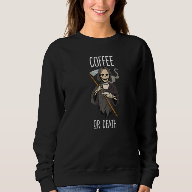 Camiseta Grim Reaper diz café ou morte (Frente)