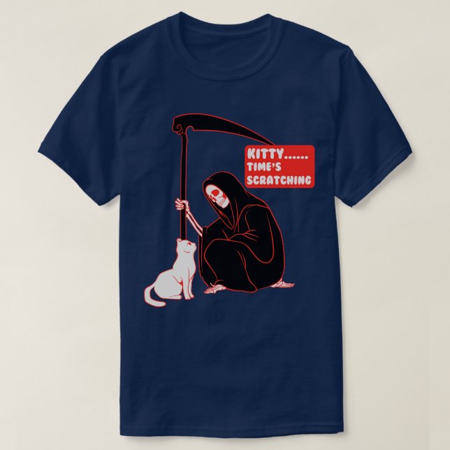 Camiseta Grim Reaper E Cat (Frente do Design)