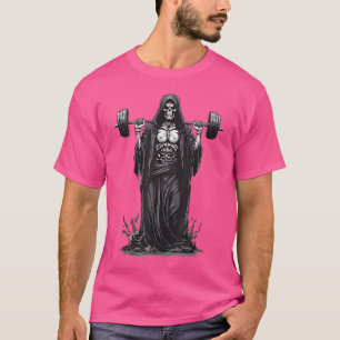 Camiseta Grim Reaper Funny Bodybuilder Barbell DeadlifTra
