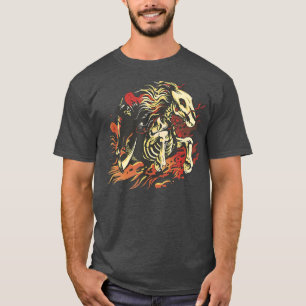 Camiseta Grim Reaper Halloween da Morte de Cavalo Esqueleta