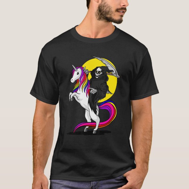 Camiseta Grim Reaper Skeleton Death Dirigindo o Hallowee do (Frente)