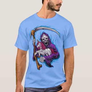 Camiseta Grim Reaper Unicorn Pastel Gótico Death Skeleton M