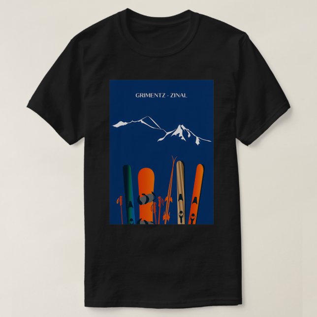 Camiseta Grimentz Zinal ski Zinalrothorn Weisshorn por leew (Frente do Design)
